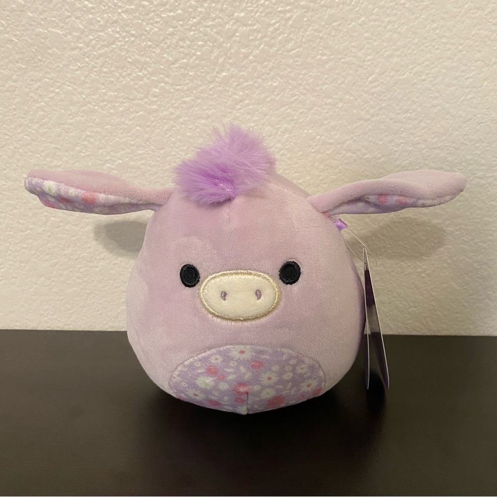Squishmallows 5” Purple Donkey Plush with Floral Details - Delzi
